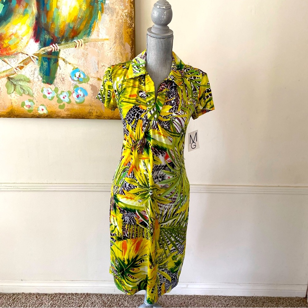 MLLE GABRIELLE🌴FLORAL PRINT🌴 STRETCHY BODYCON SUMMER DRESS SIZE SMALL 🌟NWT🌟